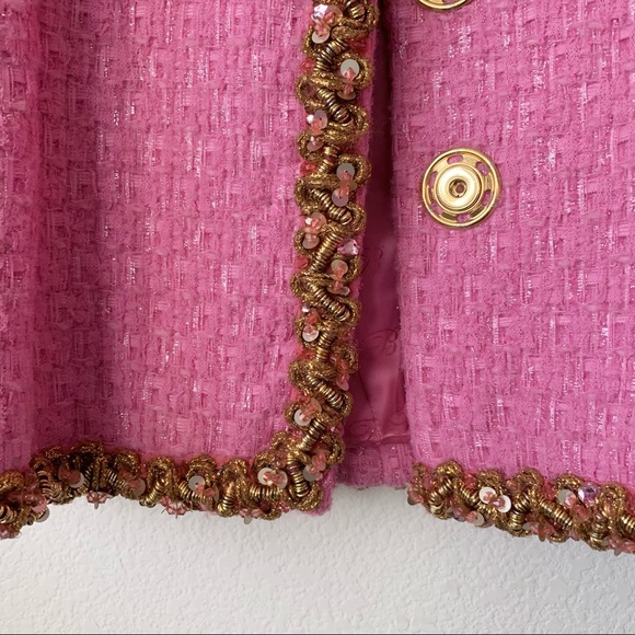 Blumarine pink tweed jacket with gold beaded trim - Picture 12 of 16